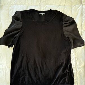 Adrianna Papell Black Blouse with Puff Sleeves